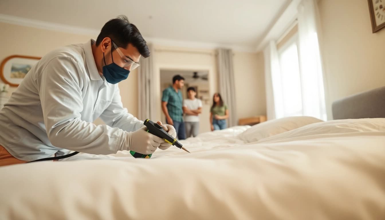 local bed bug exterminators treating a bed with eco-friendly methods, ensuring safety and cleanliness