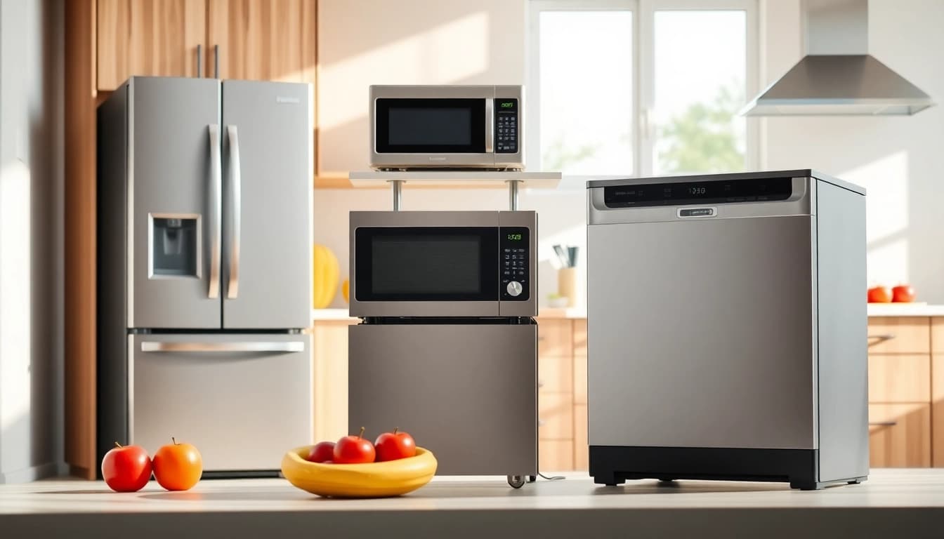 Affordable appliance showcase in a modern kitchen with natural lighting.