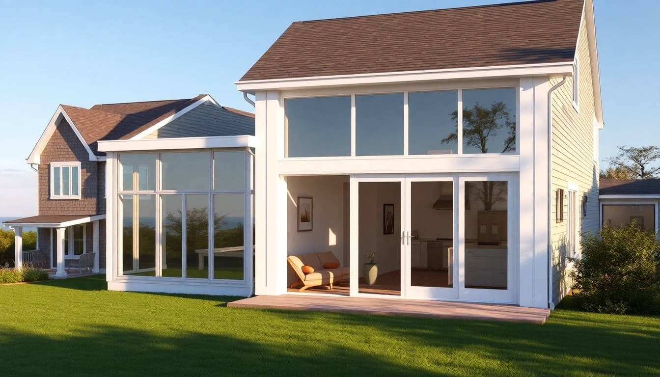 Visual representation of the Scituate In-Law Expansion with modern architecture blending into a coastal landscape.