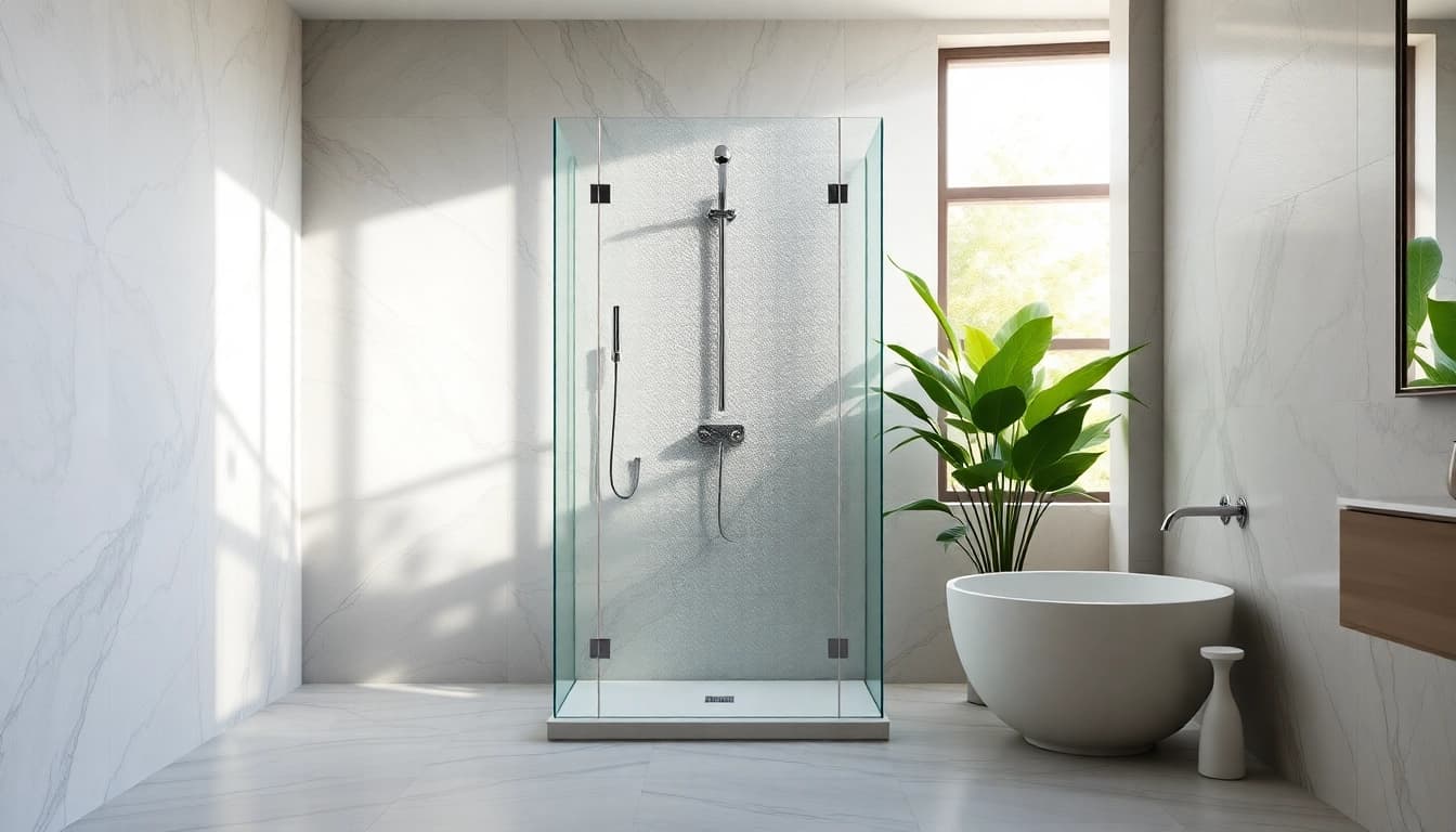 Experience tranquil elegant showers Australia with a stunning glass enclosure and serene ambiance.
