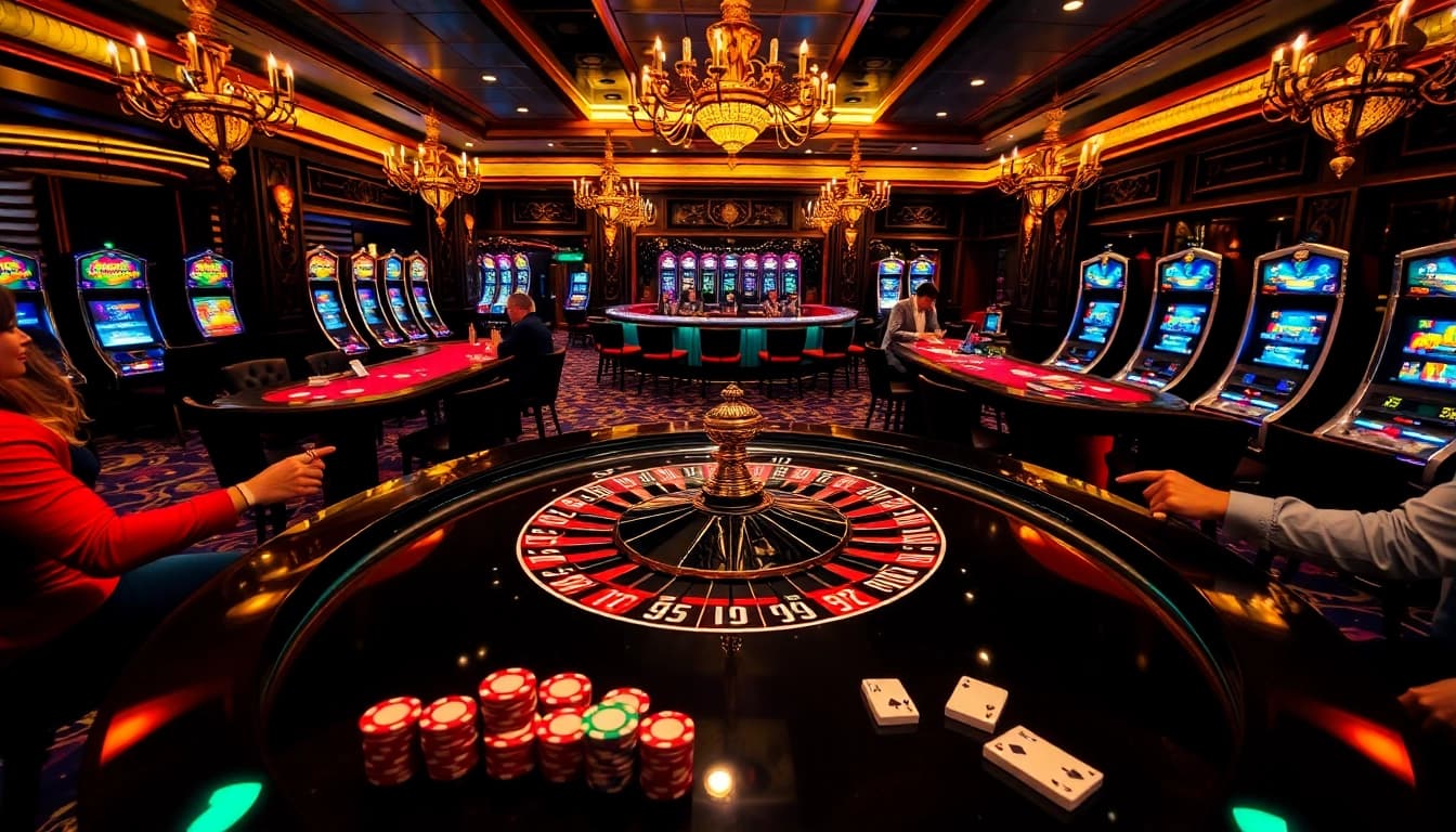Excitation des paris au meilleur casino en ligne France avec des joueurs s'engageant autour d'une table de roulette.