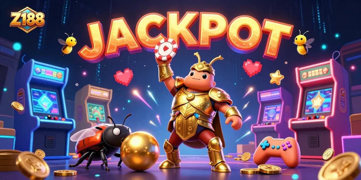 Engage with Z188's thrilling casino experience through colorful characters, showcasing winning moments and excitement.