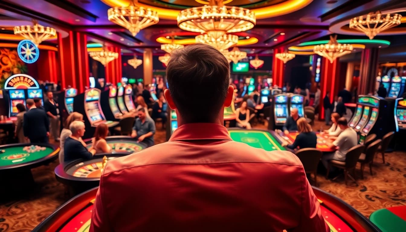 Vivez l'excitation du meilleur casino en ligne France avec des joueurs profitant de divers jeux et d'éléments de casino vibrants.