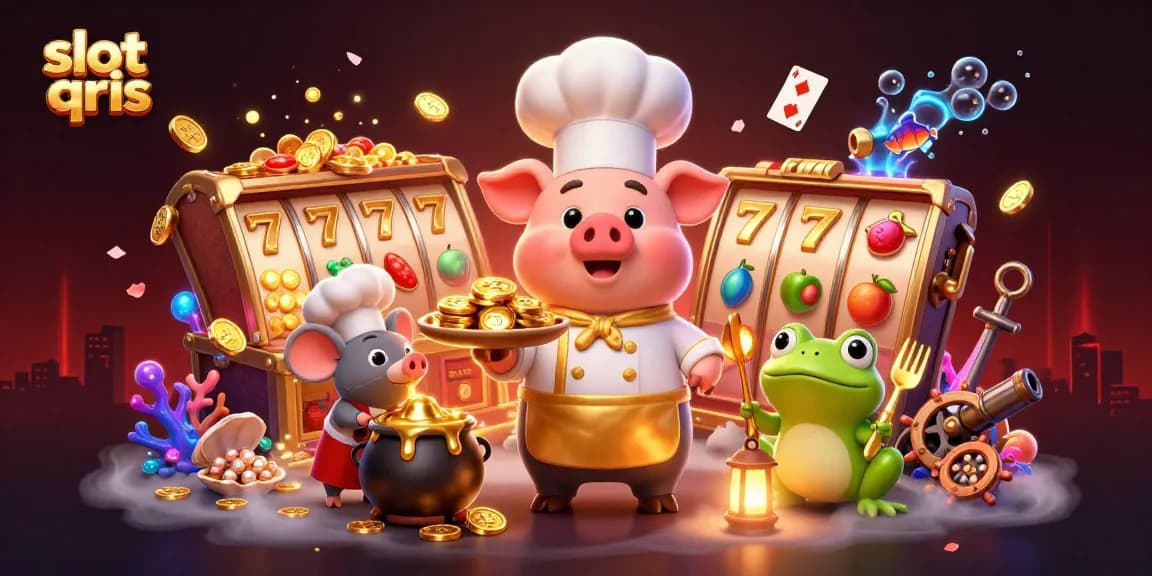 Experience slot qris gaming with vibrant gold coins, dynamic characters, and rich casino elements.