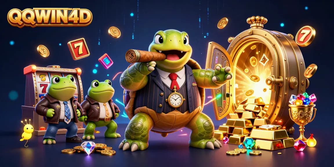 QQWIN4D menangkan jackpot dengan tupai besar dan pengawal katak di kasino glamor.