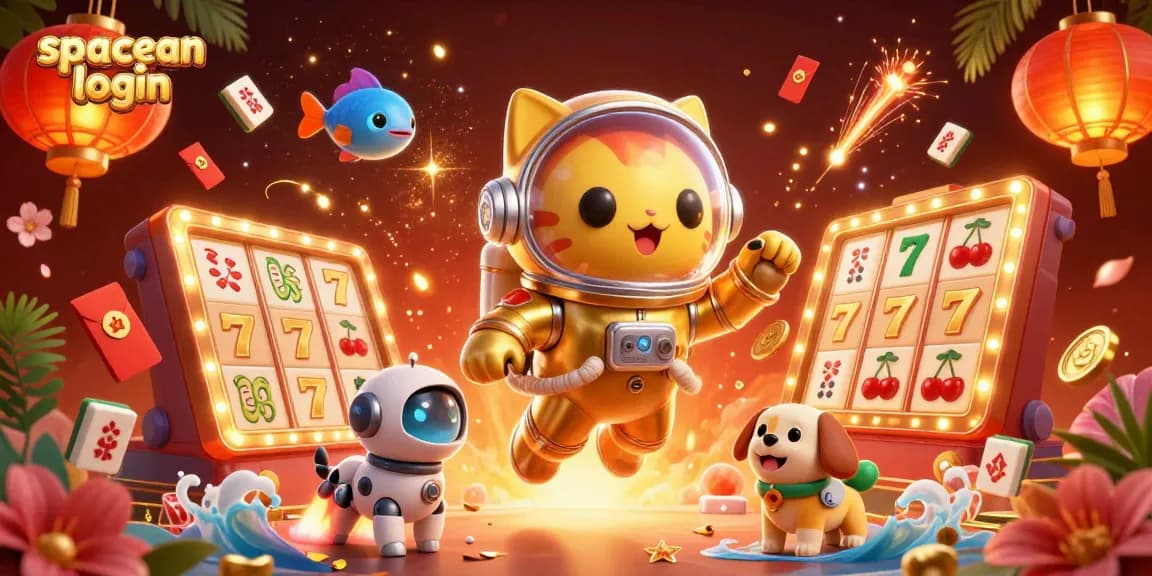 Experience winning with spaceman login through a dynamic casino scene featuring slots and 3D characters.