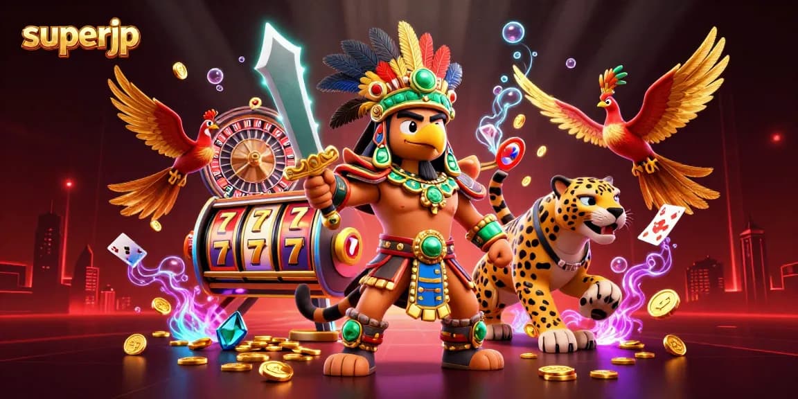 Experience thrilling gameplay with superjp in a vibrant casino scene filled with dynamic slot reels.