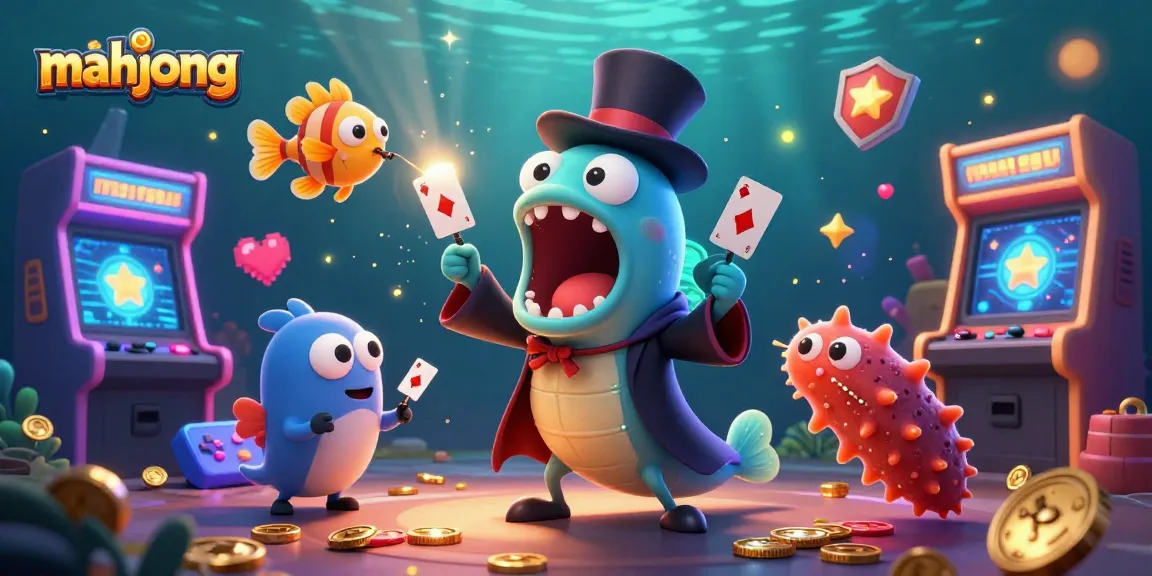 Play exciting mahjong adventures with vibrant characters and casino elements in a 3D underwater scene.