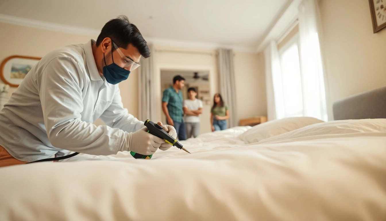 local bed bug exterminators treating a bed with eco-friendly methods, ensuring safety and cleanliness