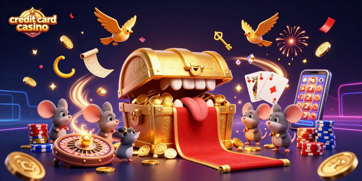 Experience the excitement of a credit card casino with golden treasures and vibrant gameplay.