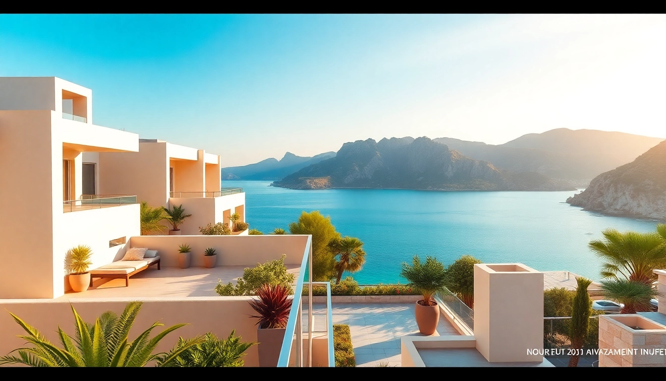 Beautiful view of alanya apartments for sale overlooking the Mediterranean coastline.