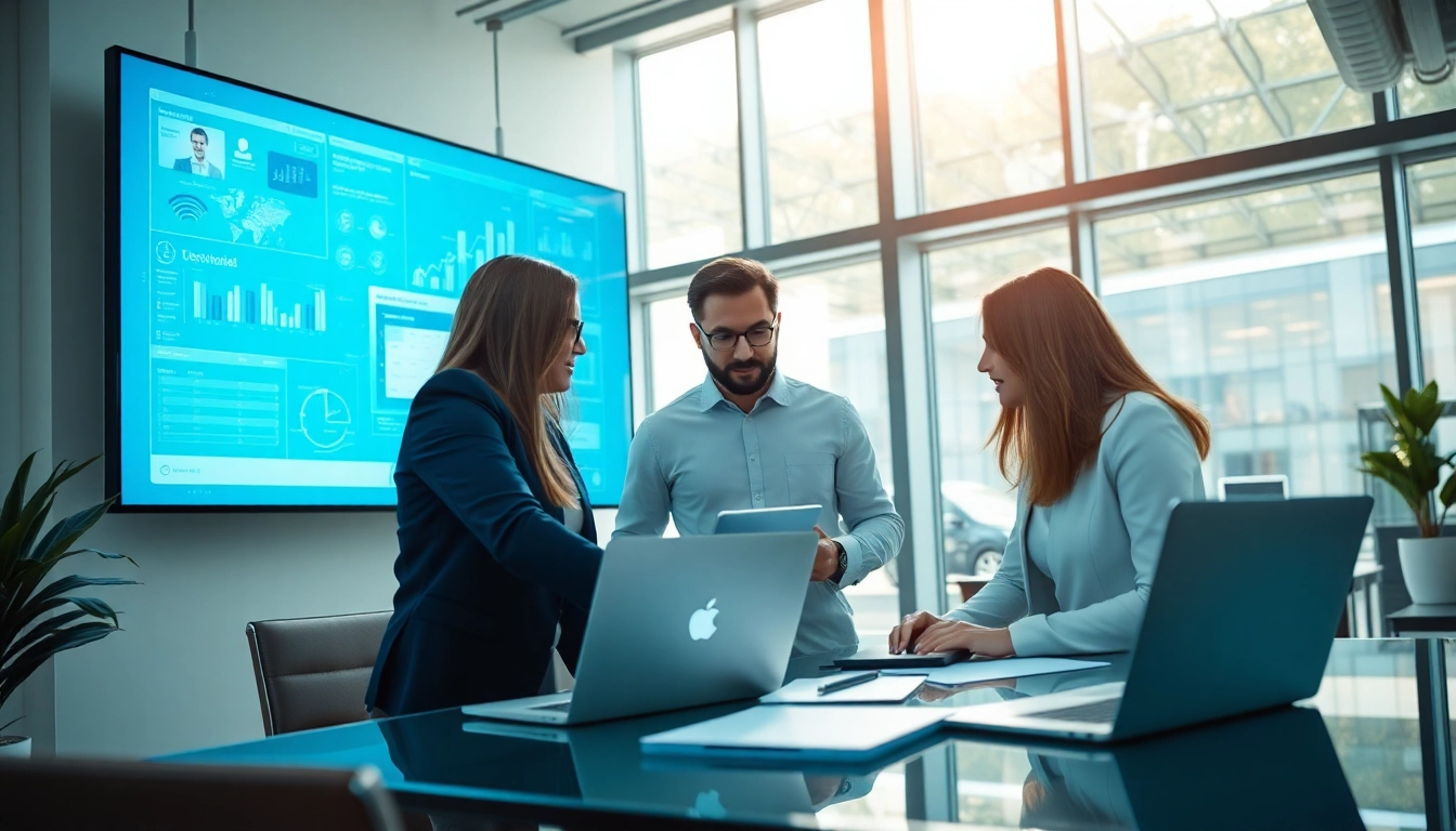 Enhancing digital transformation services through team collaboration in a modern office.