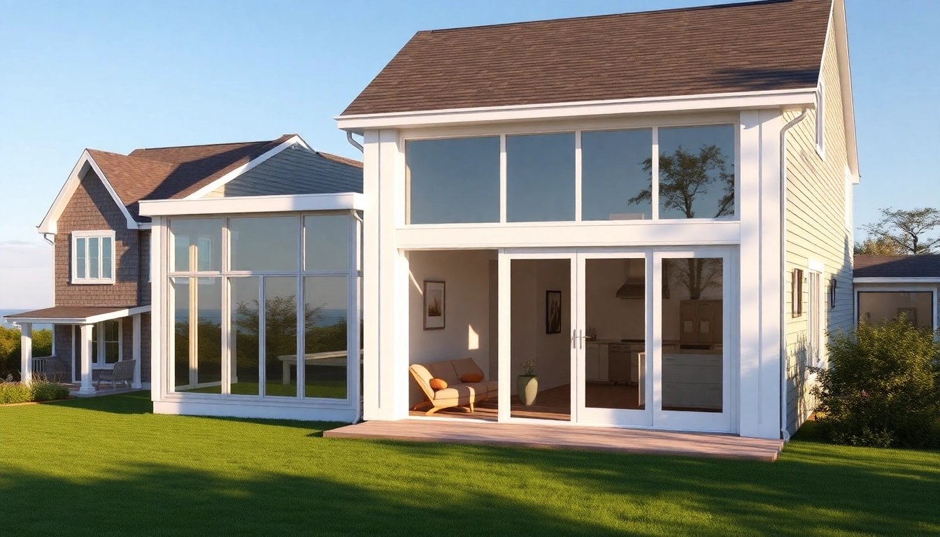 Visual representation of the Scituate In-Law Expansion with modern architecture blending into a coastal landscape.