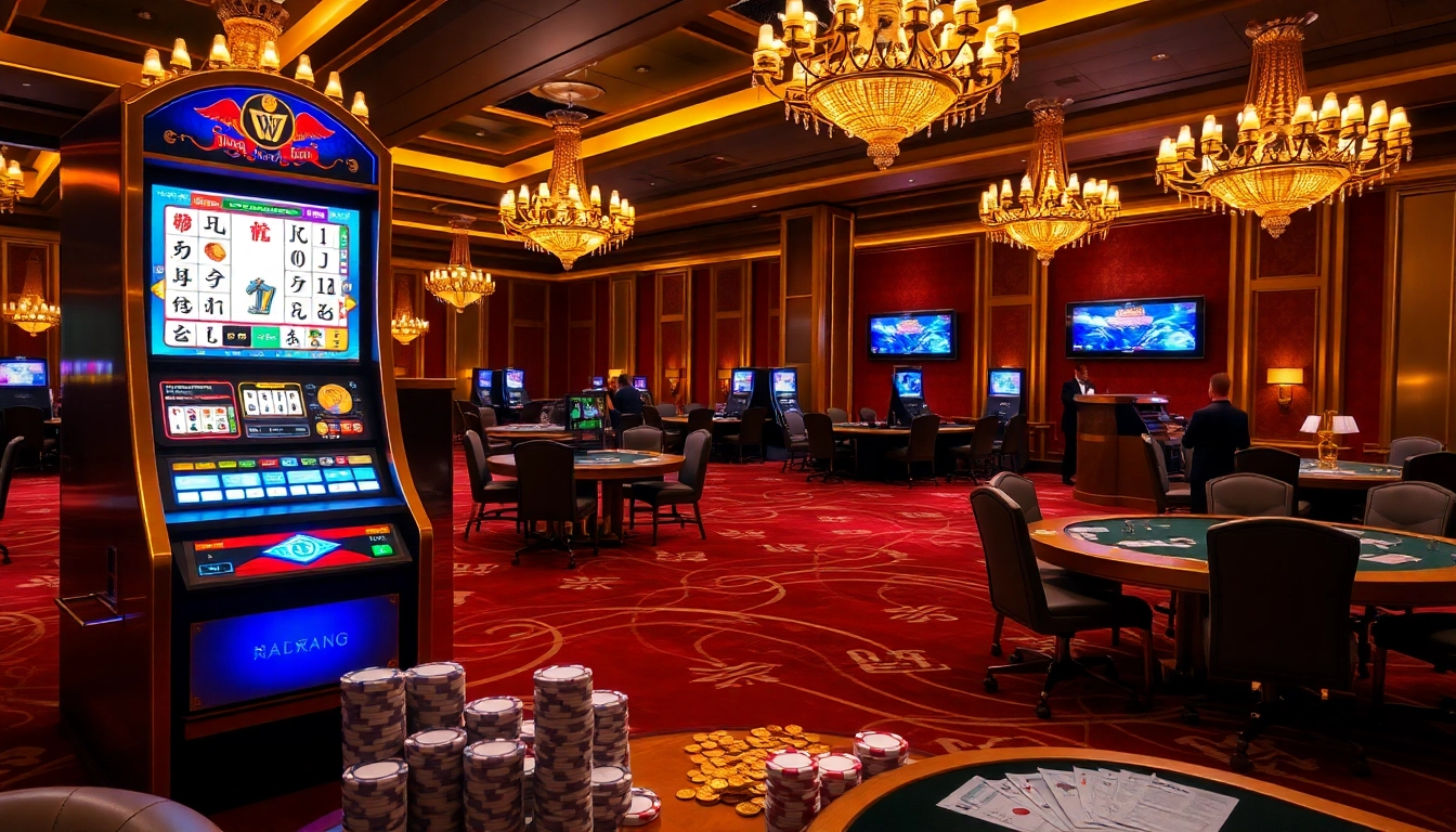 Play mahjong slot demo on a vibrant machine in a luxurious casino setting