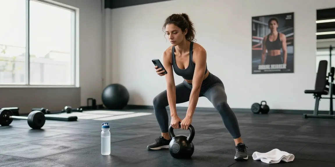 Fitness enthusiast using the best AI macro tracker app while working out, highlighting nutrition and exercise.