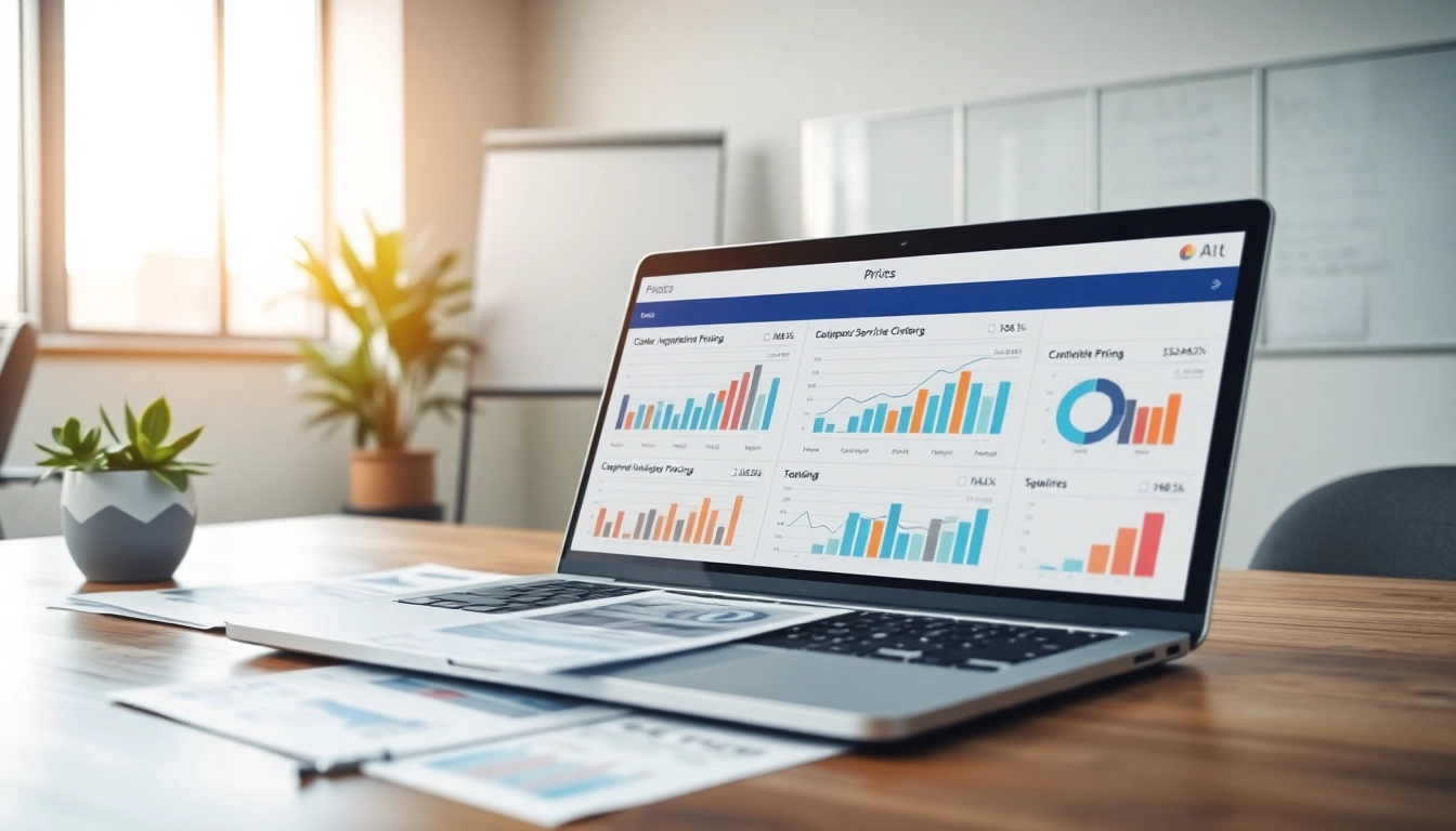 Analyze competitor pricing strategies through data visualization in a professional office.