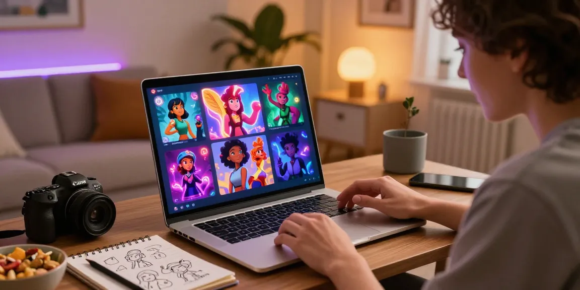 Engaging in an AI chat NSFW experience in a cozy modern room with vibrant character designs.