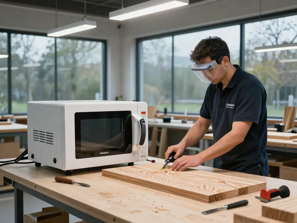SHASHEL® microwave equipment efficiently treating wood for pest elimination, showcasing modern wood processing solutions.