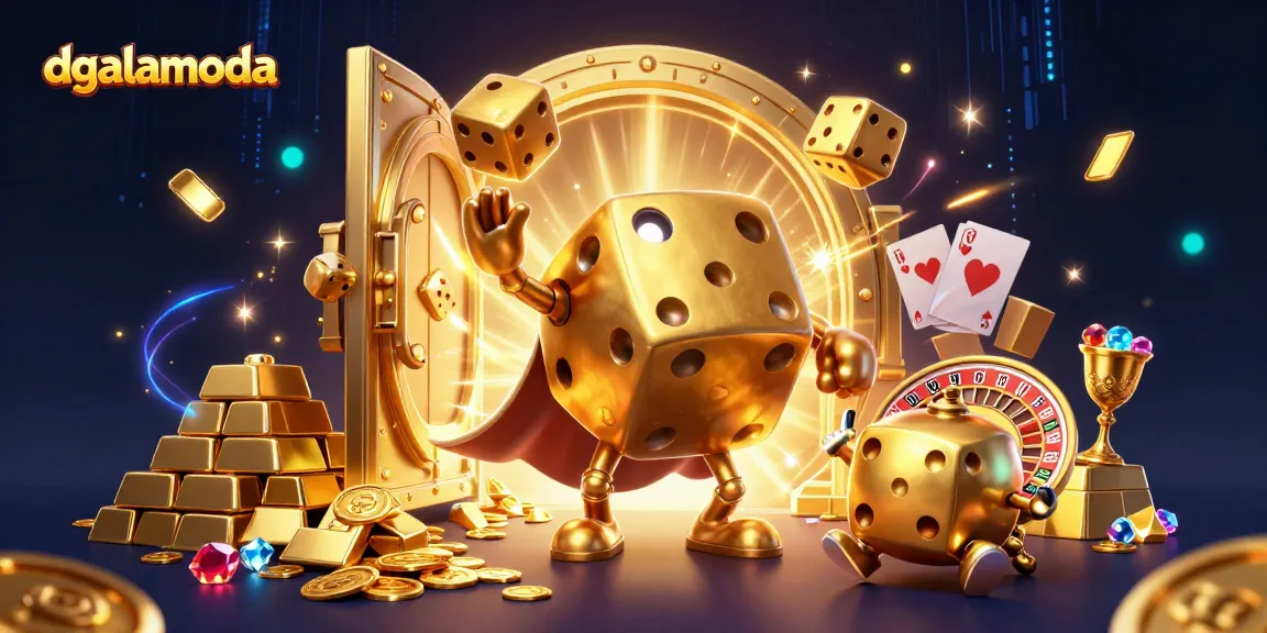 dgalamoda presents a dynamic casino scene with golden dice, treasures, and electric energy