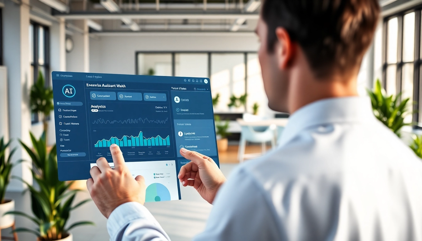 Streamlined enterprise assistant SaaS interface facilitating business workflows and analytics.