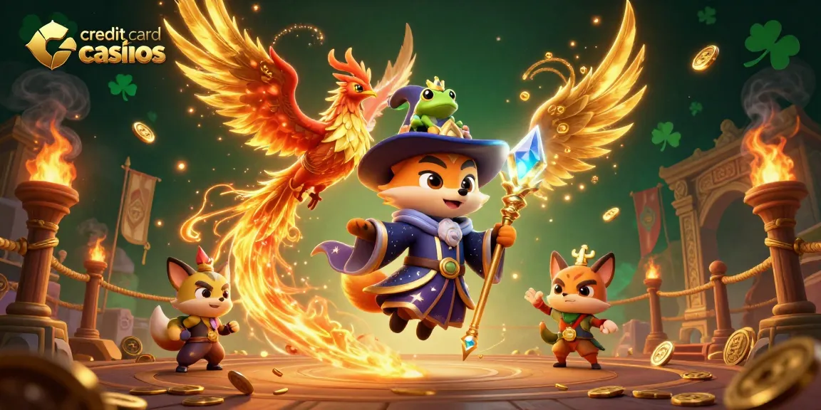 Engage with exciting credit card casinos featuring vivid 3D wizard and phoenix artwork.