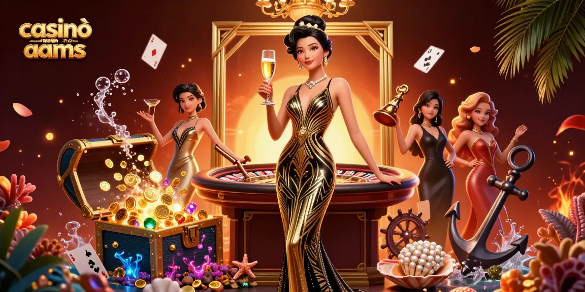 Casinò non aams mostra una donna asiatica elegante in un abbigliamento glamour, celebrando le vincite in un ambiente di casinò coinvolgente.
