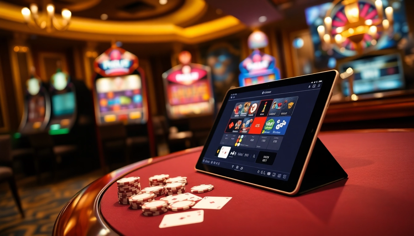 Scène engageante de casino en ligne France mettant en avant des jetons de poker et un jeu en ligne vibrant.