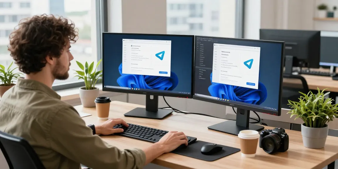 Engaging workspace showcasing 纸飞机中文版 on dual monitors, illustrating a modern tech environment.