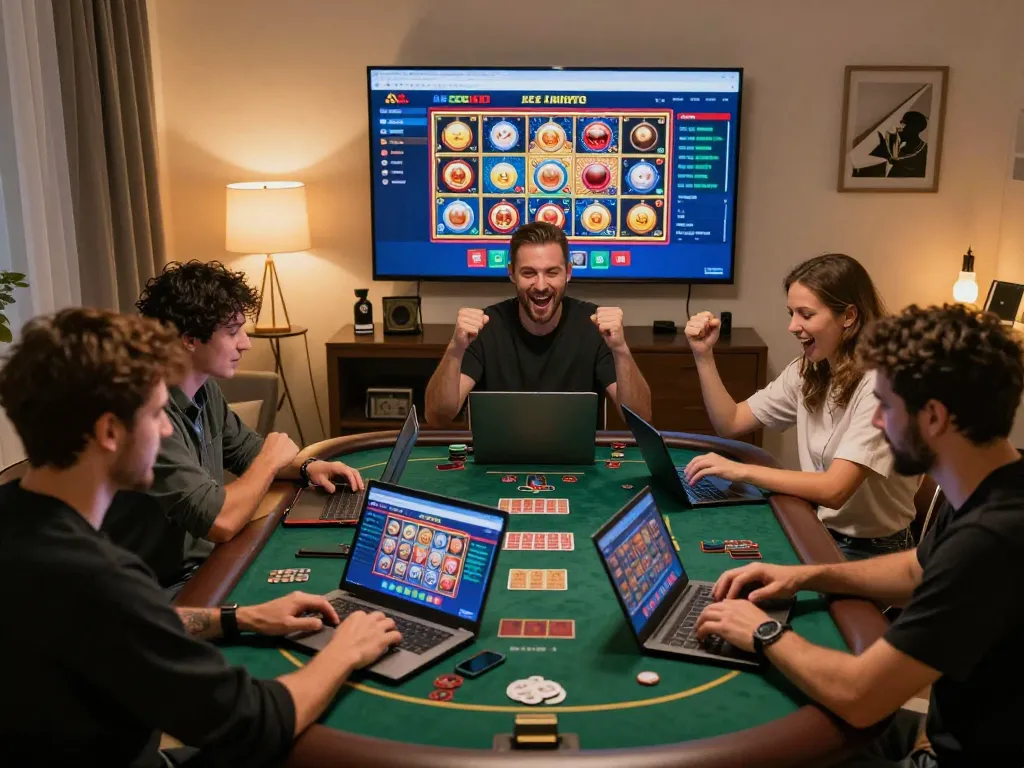 Players celebrating in an online casino non aams europei setting, enjoying dynamic gaming experience.