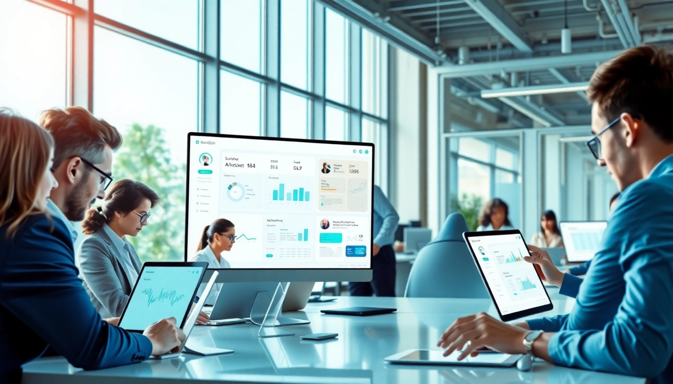 Showcasing an enterprise assistant saas interface in a modern corporate setting.