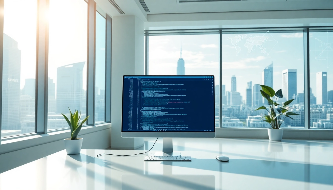 EORMC AI blockchain development showcased on a sleek workspace computer screen.