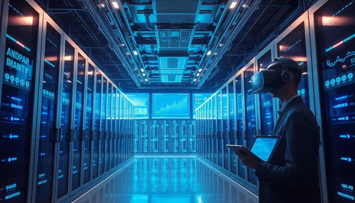 The best cloud mining technology showcased in a modern cryptocurrency facility with advanced servers and data analytics.