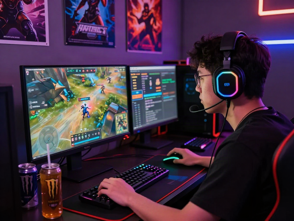 Player engaged in intense gameplay showcasing bro138 link alternatif in an electrifying gaming setup.