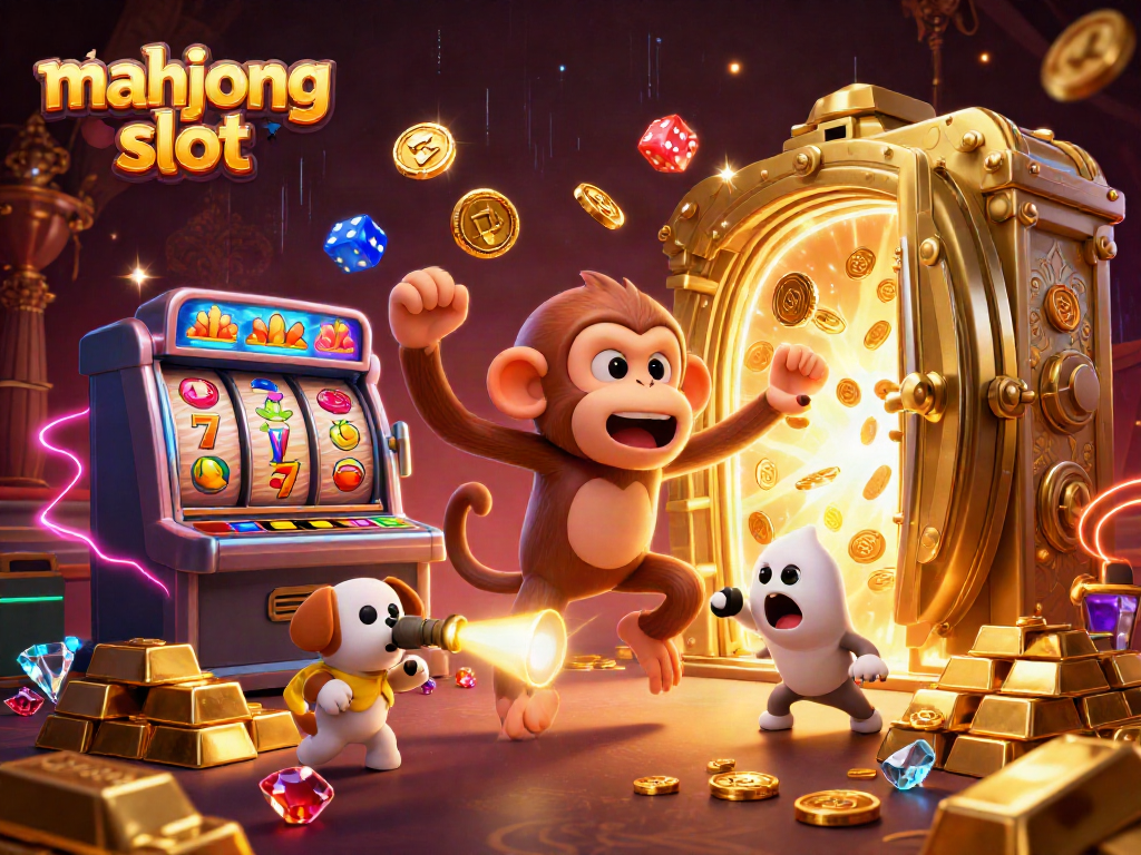 Engage with the mahjong slot adventure featuring a mischievous poltergeist monkey and a ghost-hunter puppy in a casino setting.