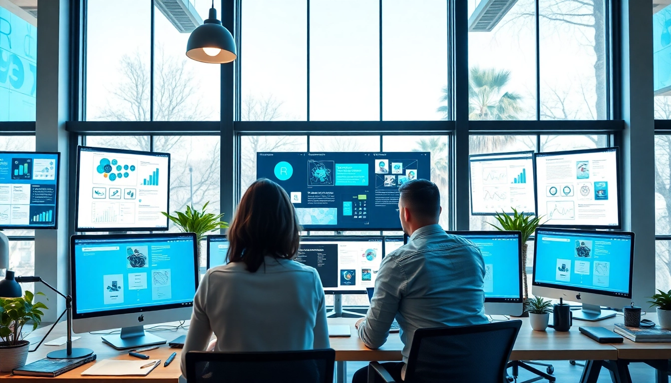 Werbeagentur bei der kreativen Webdesign-Arbeit in einem modernen Büroumfeld.