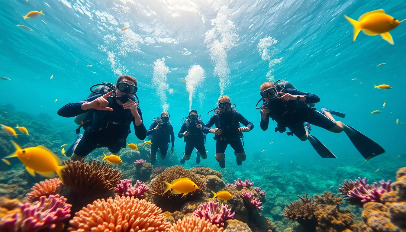 Tauchen in SSI Spezialkurse unter Wasser mit bunten Fischen und Korallen.