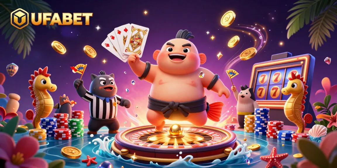 Win big with UFABET at an exciting 3D underwater casino featuring vibrant characters and elements.