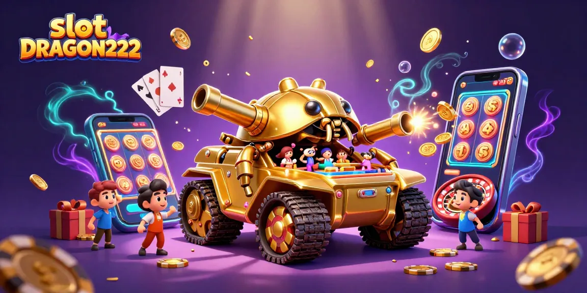 Experience the thrill of slot DRAGON222 with a vibrant casino illustration bursting with energy and excitement.