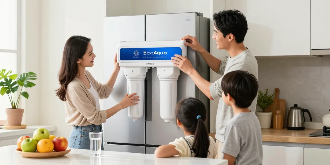 Installing EcoAqua EFF-6013A Replacement Filter in a modern kitchen, showcasing health benefits.
