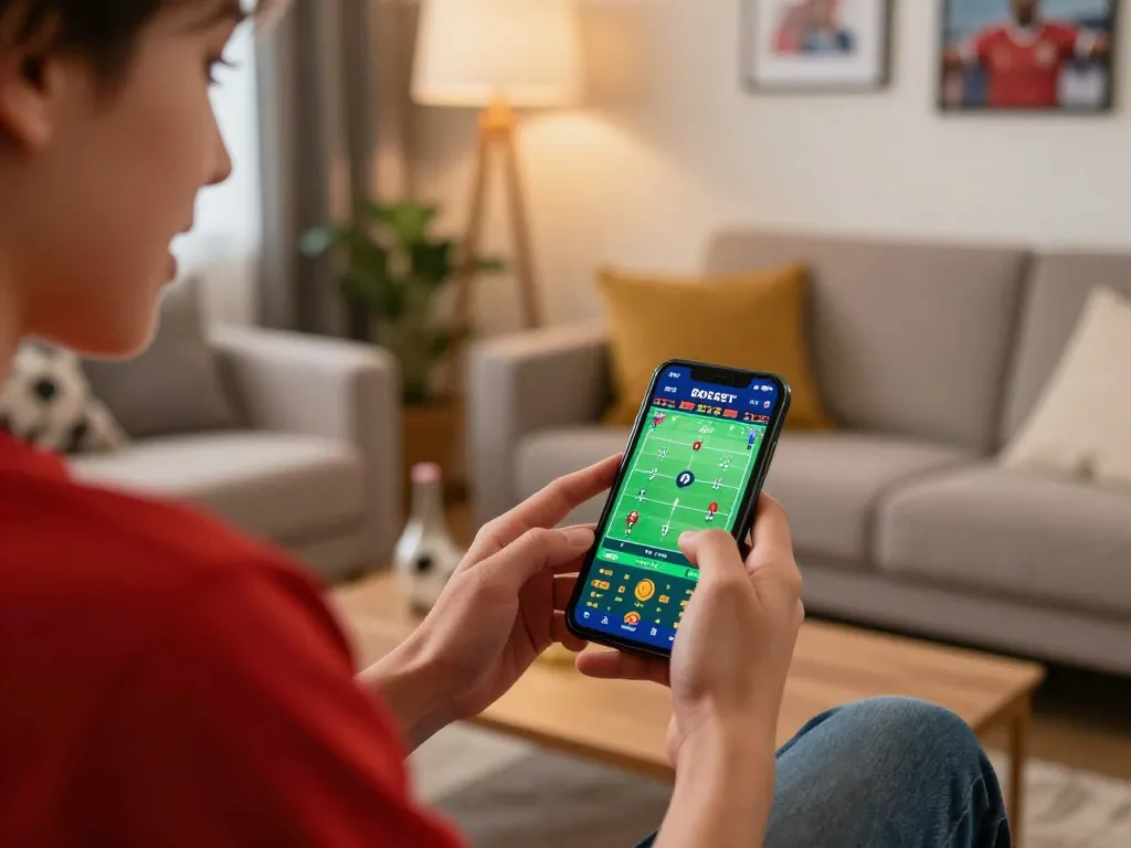 Paris888 player placing bets on a smartphone during live sports events, showcasing exciting betting experience.