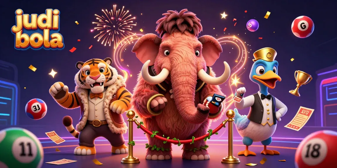 Experience thrilling judi bola action with vibrant sports balls and animated casino characters.