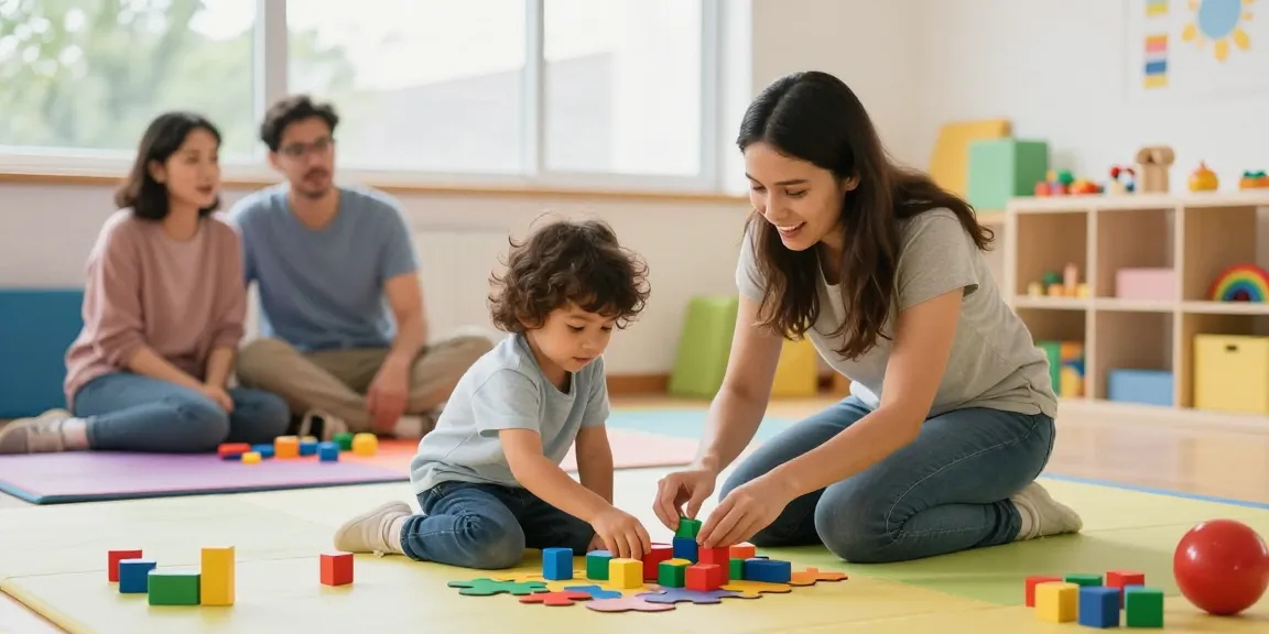Occupational therapist near me engaging child in playful activities to enhance motor skills and independence.