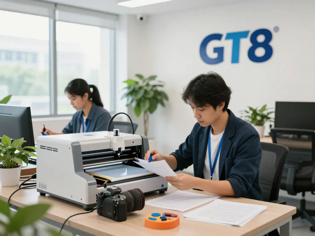 Bóc ép plastic tại hà nội service with expert technician working in a modern office environment, showcasing advanced equipment and professional atmosphere.