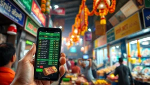 Engaging mobile interface showcasing sports betting sites India with vibrant odds and energetic decor.