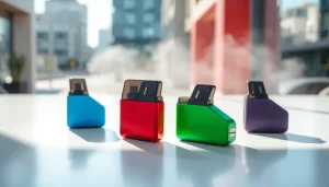 Erleben Sie hqd pods in einem modernen urbanen Umfeld mit lebendigen Farben.