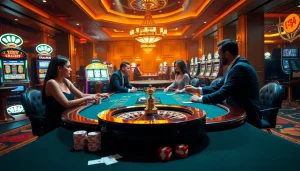 Engaged players at a professional poker table featuring elements of https://jun88buzz.info/ casino excitement.