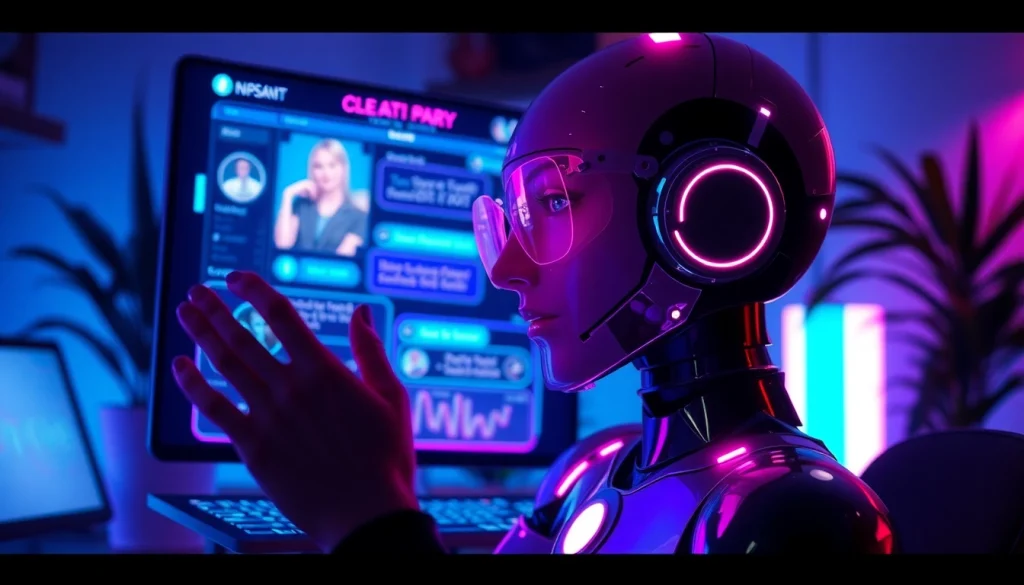 Engaging NSFW AI chatbot interface with vibrant digital elements.