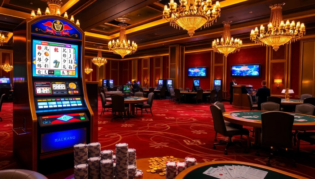 Play mahjong slot demo on a vibrant machine in a luxurious casino setting