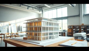 Modell des architekturmodellbau Kiel in einem kreativen Arbeitsumfeld zur Präsentation von räumlichen Details.