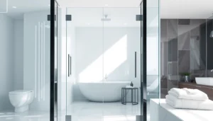 Elevate your bathroom with stunning glass shower doors featuring sleek design and premium clarity.